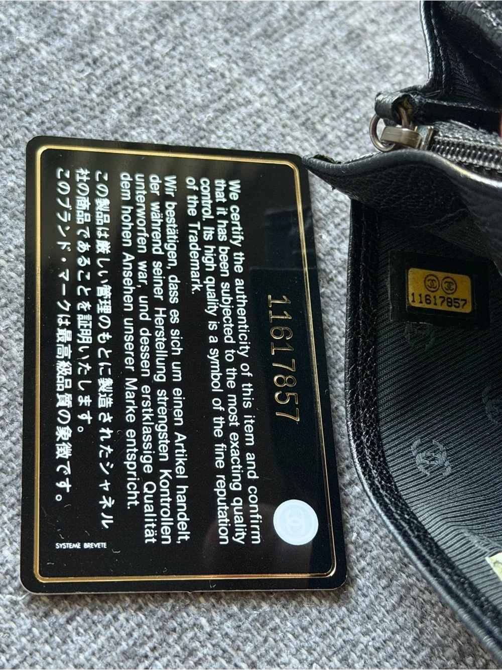 CHANEL Black Long Wallet Silver CC Logo